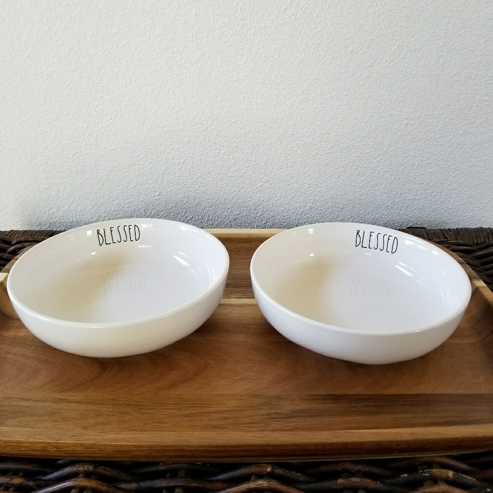 Rae Dunn White "Blessed" Ceramic Bowls - Set of 2